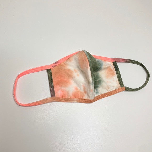 Olive and Coral Tie-Dye Face Mask - Picture 4 of 6
